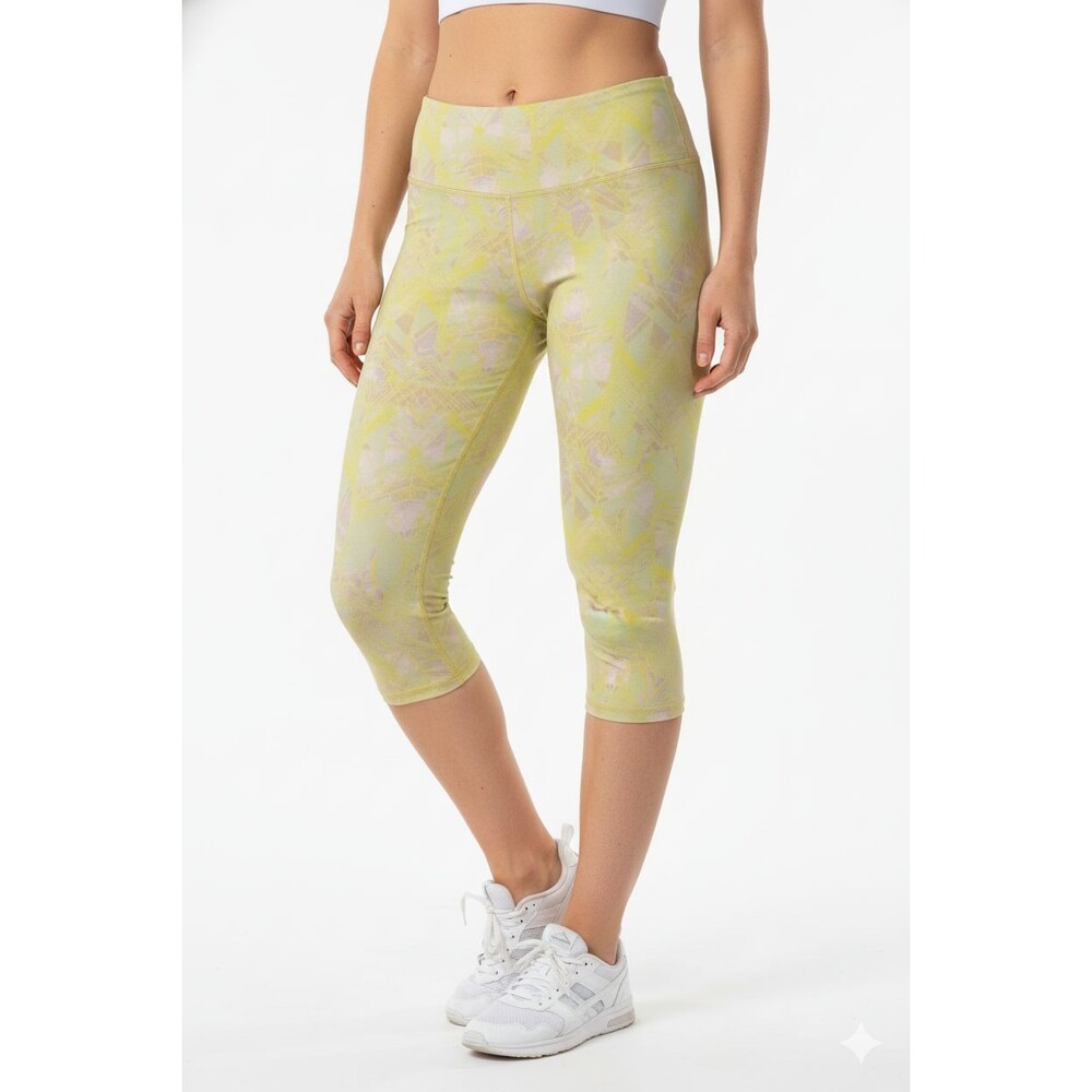 Alo Yoga Leggings Airbrush Capri Yellow Zest Indio Geometric Size M Athleisure